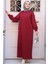 Bordo Sweat Tesettür Elbise 23641BR 3
