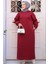 Bordo Sweat Tesettür Elbise 23641BR 4