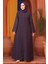 Kolları Işlemeli Mürdüm Tesettür Abaya 2634MU 1