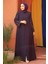 Kolları Işlemeli Mürdüm Tesettür Abaya 2634MU 2