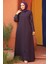 Kolları Işlemeli Mürdüm Tesettür Abaya 2634MU 3