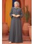 Kolları Işlemeli Füme Tesettür Abaya 2634FU 1