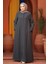 Kolları Işlemeli Füme Tesettür Abaya 2634FU 3