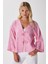 Kadin Flora Müslin Kabartma Dokulu Pembe Kimono 2