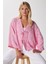 Kadin Flora Müslin Kabartma Dokulu Pembe Kimono 3