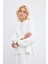 Oversize Yandan Yırtmaçlı Kısa Sweatshirt Ekru 1