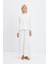 Oversize Yandan Yırtmaçlı Kısa Sweatshirt Ekru 2