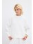 Oversize Yandan Yırtmaçlı Kısa Sweatshirt Ekru 3