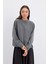 Oversize Yandan Yırtmaçlı Kısa Sweatshirt Antrasit Gri 4