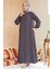 Fermuarlı Füme Tesettür Ferace 45287FU 1