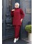 Fitilli Bordo Tesettür Triko Ikili Takım 60381BR 1