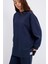 Oversize Yandan Yırtmaçlı Sweatshirt Lacivert 1
