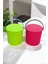 Rainbow 2’li Yeşil-Pembe Büyük Boy 13 Litre Yuvarlak Kova Piknik Sepeti Meyve Kovası 4