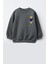 Unisex Çocuk Ayıcık Baskılı 3 Iplik Pamuklu Kumaş Sweatshirt 1