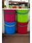 Rainbow 4’lü Mavi-Yeşil-Kırmızı-Pembe Büyük Boy 13 Litre Yuvarlak Kova Piknik Sepeti Meyve Kovası 2