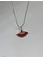 Yelpaze Model Kırmızı Taşlı Çelik Kolye 1