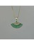 Yelpaze Model Yeşil Taşlı Gold Çelik Kolye 4