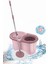 F139 Balerina Otomatik Sıkma Temizlik Seti, Döner Başlıklı Mikrofiber Temizlik Mop Seti Pembe 1
