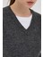 Antrasit Oversize V Yaka Kadın Süveter 2292 4