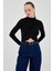 Siyah Drapeli Yüksek Yaka Uzun Kollu Bluz 2379 1