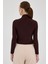 Acı Kahve Drapeli Yüksek Yaka Uzun Kollu Bluz 2379 5