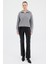 Gri Yarım Fermuarlı Crop Triko Kadın Kazak7135 3