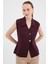 Bordo Yaka Detaylı Düğmeli Triko Kadın Yelek 7355 2