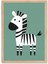 Playful Zebra - Doğal Ahşap Çerçeveli Tablo - Eğlenceli Çocuk Posteri 3