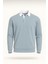 Luis Polo Yaka Selanik Örme Kumaş Erkek Sweatshirt - Soğuk Mavi 1