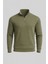 Selanik Örme Kumaş Yarım Fermuar Erkek Sweatshirt - Haki 1