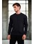 Wenders Relax Fit Basic Fırçalı Interlok Bisiklet Yaka Erkek Sweatshirt - Siyah 3