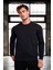Wenders Relax Fit Basic Fırçalı Interlok Bisiklet Yaka Erkek Sweatshirt - Siyah 5