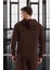 Haneke Regular Kalıp Diagonal 3 Iplik Fermuarlı Kapüşonlu Erkek Sweatshirt - Kahve 5