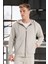 Haneke Regular Kalıp Diagonal 3 Iplik Fermuarlı Kapüşonlu Erkek Sweatshirt - Mineral Gri 3