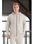 Haneke Regular Kalıp Diagonal 3 Iplik Fermuarlı Kapüşonlu Erkek Sweatshirt - Mineral Gri 4