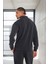 Scuba Modal Kumaş Relaxed Fit Yarım Fermuarlı Polo Yaka Erkek Sweatshirt - Siyah 5