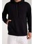 Luc Oversize Basic Dalgıç Kumaş Viskon Kapüşonlu Cepli Sweatshirt Hoodie - Siyah 3