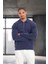 Scuba Modal Kumaş Relaxed Fit Yarım Fermuarlı Polo Yaka Erkek Sweatshirt - Lacivert 2