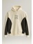 Frank Parçalı Kontrast Desenli Kapüşonlu Oversize Cepli Polar Erkek Sweatshirt - Ekru 1