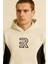 Frank Parçalı Kontrast Desenli Kapüşonlu Oversize Cepli Polar Erkek Sweatshirt - Ekru 2