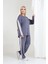 Kadın Büyük Beden Uzun Kollu Şerit Detaylı Oysho Tarzı Modal Kumaş Takım 4