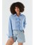 Fiyonk Bağcıklı Crop Gömlek Mavı 3