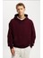 Bordo Kapüşonlu Kanguru Cep Erkek Sweatshirt E7169 1