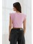 Omzu Vatkalı Crop Bluz Pembe 5