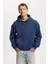 Lacivert Kapüşonlu Kanguru Cep Erkek Sweatshirt E7169 1