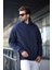 Lacivert Kapüşonlu Kanguru Cep Erkek Sweatshirt E7169 4