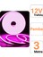 12V 3 Metre Pembe Neon Led Şerit Işık | Prize Tak Çalıştır | Anahtarlı Fişli 1.5M Kablo | Esnek Silikonlu Led 2