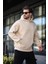 Bej Kapüşonlu Kanguru Cep Erkek Sweatshirt E7169 4