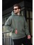 Haki Kapüşonlu Kanguru Cep Erkek Sweatshirt E7169 3