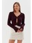 Saçaklı Triko Hırka Bluz Bordo 1